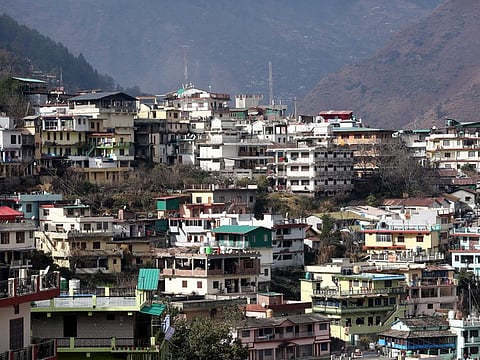 Joshimath, Jan 12 (ANI): A view of the Joshimath city on a cold winter day, on Thursday. (ANI Photo/Ayush Sharma)