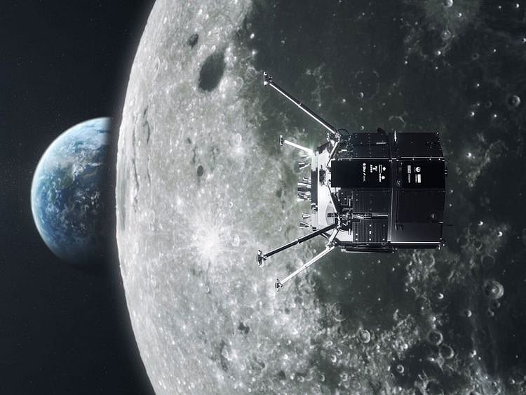 rashid rover inside lander headed for moon, art work by ESA