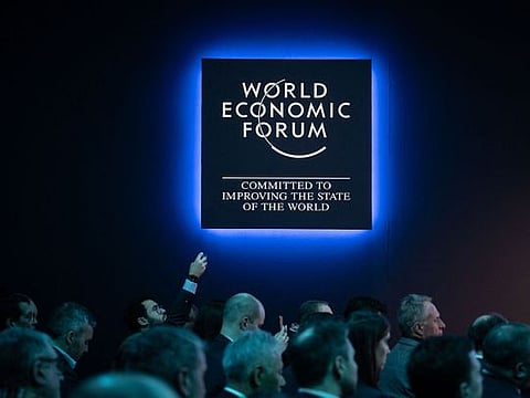 Participants are seen during a session of the 2023 World Economic Forum (WEF) annual meeting in Davos 