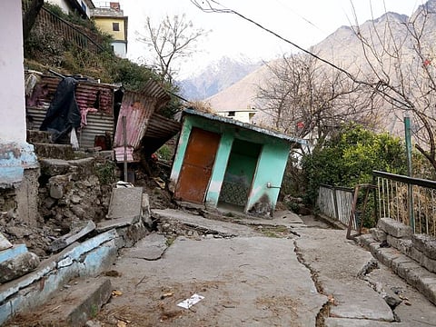 A severely damaged house due to land subsidence at Joshimath, in Chamoli on Tuesday, January 17, 2023.