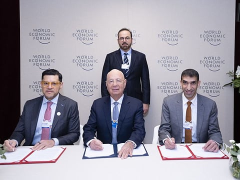 From the UAE’s side, the MoU was jointly signed by Dr Thani bin Ahmed Al Zeyoudi, UAE Minister of State for Foreign Trade and HE Mohamed Ali Al Shorafa, Chairman of the Abu Dhabi Department of Economic Development (ADDED) and Klaus Schwab, Founder and Executive Chairman, World Economic Forum.