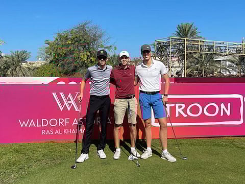 First round leader Rick Hessing (right) with playing partners, Victor Barthelmebs (left) and Thom Hoetmer