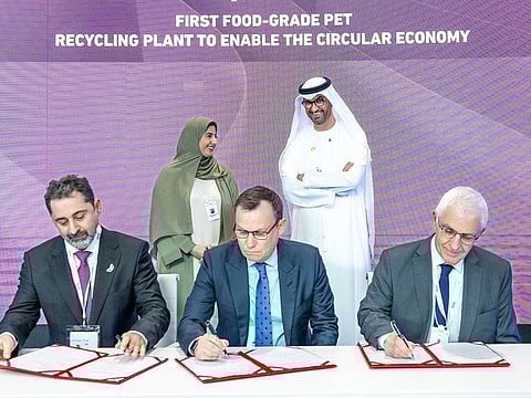 Sheikha Shamma bint Sultan bin Khalifa Al Nahyan and Dr Sultan Ahmed Al Jaber during the MoU signing ceremony  A Memorandum of Understanding (MoU) in Abu Dhabi