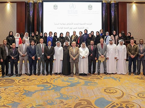 Participants of the training workshop organised by the Ministry of Health and Prevention in partnership with the World Health Organisation.