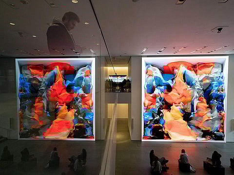 The new AI-generated installation "Unsupervised" by artist Refik Anadol's at the Museum of Modern Art in New York on January 11, 2023. The work is meant to be a thought-provoking interpretation of the New York City museum's prestigious collection. 