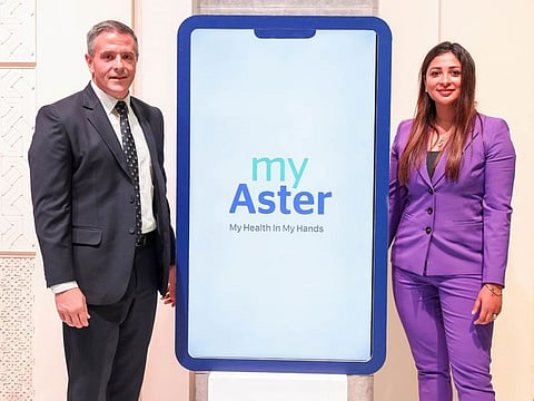 Alisha Moopen (right), deputy managing director, Aster DM Healthcare, and Brandon Rowberry, CEO of Digital Health, unveiled the free medical app on Monday