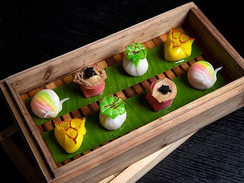 Chinese dumplings or dim sum platter