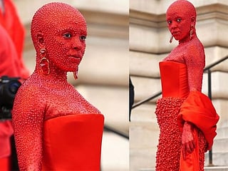 Video: Doja Cat covered in red body paint and 30,000 crystals for Schiaparelli's Paris Fashion Week Show