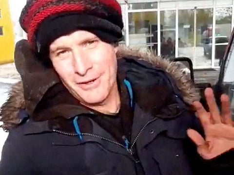 British volunteer Andrew Bagshaw is seen at a petrol station, one month before his disappearance near Soledar, in Kramatorsk, Ukraine, December 9, 2022 in this screen grab obtained from a social media video. 