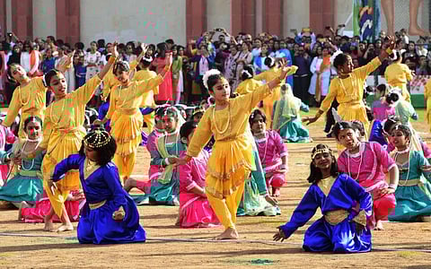 Students celebrating Republic Day of India at The Indian High School 
Gulf News archives
