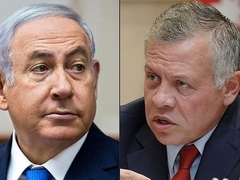 Abdullah (right) told Netanyahu, who took office last month and whose visit to Jordan marks his first foreign trip since he came back to power, that Israel should respect the “historic and legal status quo in the Holy Aqsa mosque and not violate it,” the royal court said.