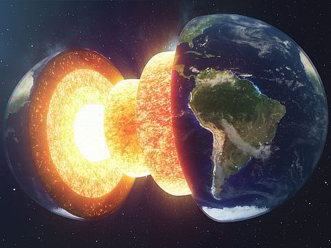 The rotation of Earth's solid inner core may have recently paused and could be reversing. [Illustrative image] 