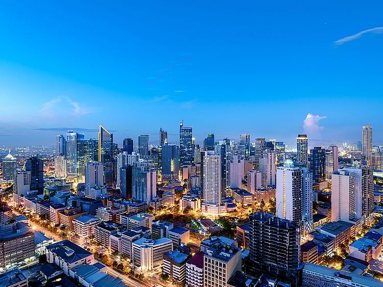 Eleveted, night view of Makati, the business district of Metro Manila