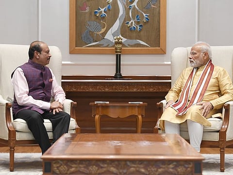 Yusuff Ali MA, Chairman of Lulu Group, with Narenda Modi, Prime Minister of India, at the 7 Lok Kalyan Marg in New Delhi