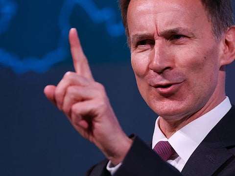 Jeremy Hunt, UK chancellor of the exchequer, answers questions after delivering a speech at Bloomberg LP's European headquarters in London, on Jan. 27, 2023.  