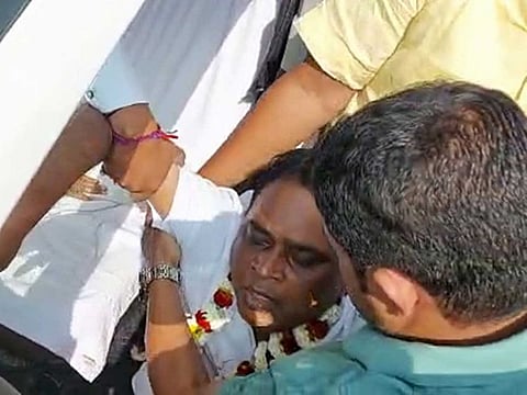 Odisha Health Minister Naba Das being taken for treatment after sustaining injuries allegedly after being shot by a policeman near Brajarajnagar in the Jharsuguda district of Odisha, on Sunday, January 29, 2023.