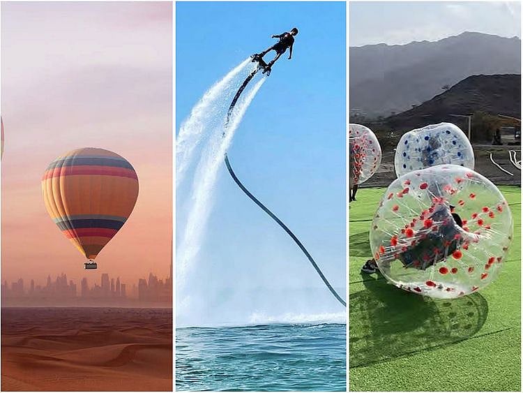collage dubai destinations air, water, land 