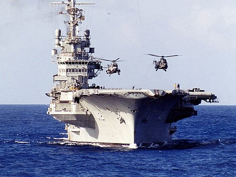 Brazilian aircraft carrier Sao Paulo is seen in this undated handout picture. 