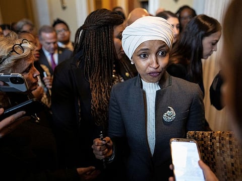 U.S. Rep. Ilhan Omar walks to her office after being ousted by the Republican-lead House of Representatives to serve on the Foreign Affairs Committee, on Capitol Hill in Washington, U.S., February 2, 2023