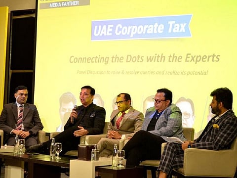 Tally recognised Compliance Maestros – CA Manish Kothari, CA Mayank Sawhney, CA Manu Palerichal, CA Manoj Agarwal and CA Anurag Chaturvedi, address key concerns of UAE businesses over a panel discussion titled Connecting the dots with the Experts | UAE Corporate Tax – powered by Tally Solutions, and held in association with Gulf News