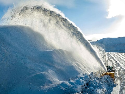 Snow removal operation in Montreal, Quebec, Canada