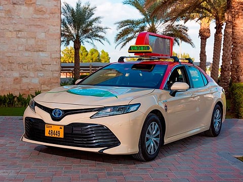 A hybrid taxi in Dubai