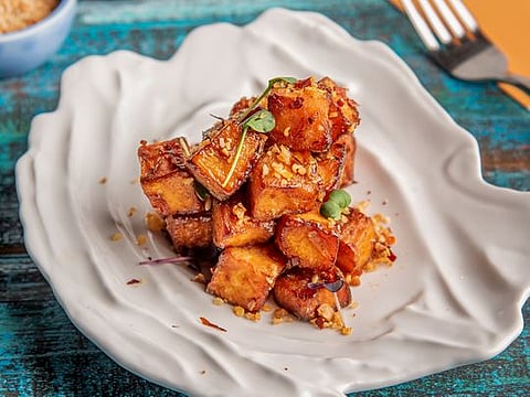 Tandoori Sweet Potatoes with Spiced Basil Cream