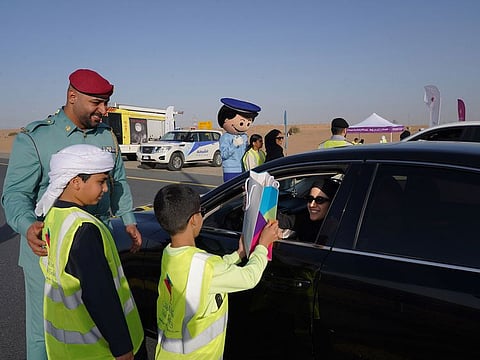 The Child Safety Department on its rounds of popular desert areas in Sharjah as part of its winter campaign “Their Safety First”.