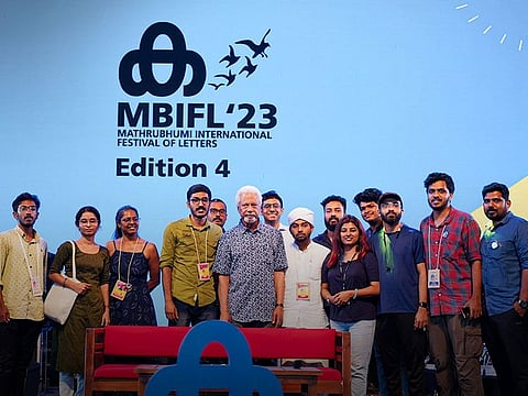 Nobel laureate Abdulrazak Gurnah, surrounded by a creative team at the recently concluded MBIFL lit fest 