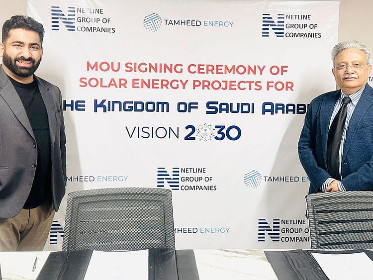 Pakistan’s leading energy company Netline signed an exclusive agreement with Saudi-based Tamheed Energy for solar-based projects in Saudi Arabia.  