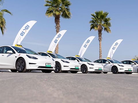 The Teslas that have been added to the RAK taxi fleet.
