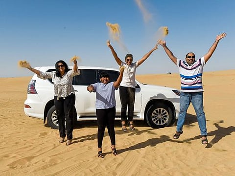 The Abraham family during the Fun Drive 