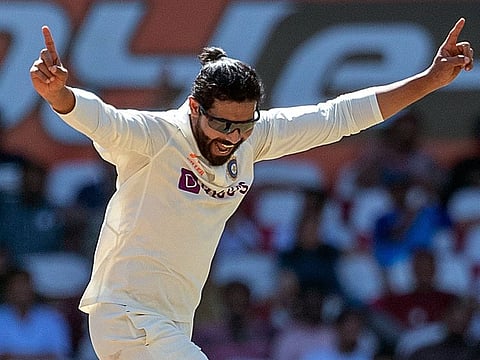 India’s Ravindra Jadeja celebrates the dismissal of Australia’s skipper Pat Cummins during Day three of the first Test at the Vidarbha Cricket Association Stadium in Nagpur on February 11, 2023. Jadeja walked away with the Man of the Match award for his seven-wicket haul besides scoring 70.  
