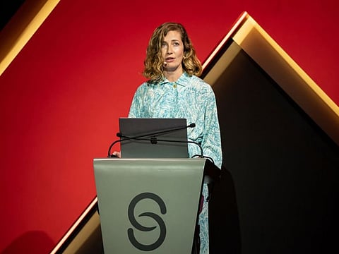 Whitney Johnson, National Geographic’s Vice President of Visuals, speaking at Xposure 2023 in Sharjah, UAE