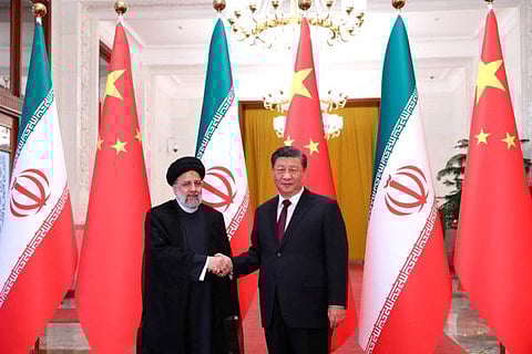 Iranian President Ebrahim Raisi during his meeting with Chinese President Xi Jinping in Beijing, on February 14, 2023.  