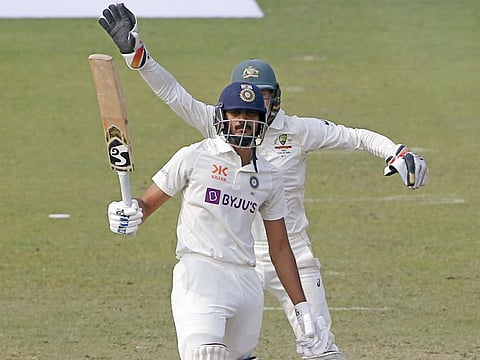 India's Axar Patel in action during the second day of the second Test match against Australia, at Arun Jaitley Stadium, in New Delhi.
