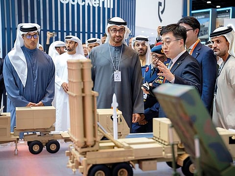 Sheikh Mohamed tours the 2023 International Defence Exhibition and Conference (IDEX), at Abu Dhabi National Exhibition Centre (ADNEC).
