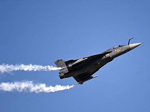 Tejas fighter jet performs during an air show on the last day of Aero India 2023, at Yelahanka Airbase, in Bengaluru 