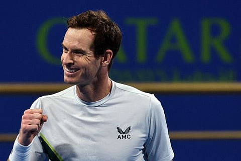 Britain's Andy Murray celebrates after his win in the Qatar Open in Doha.