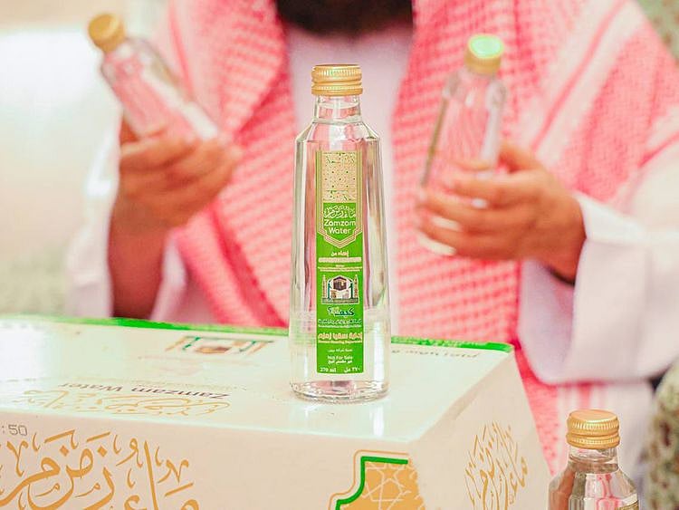 Zamzam water in newly-designed bottles.