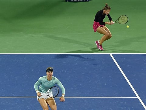 Veronika Kudermetova and Liudmila Samsonova shocked second-seeded Jelena Ostapenko and Lyudmyla Kichenok in the women’s doubles semi-finals.