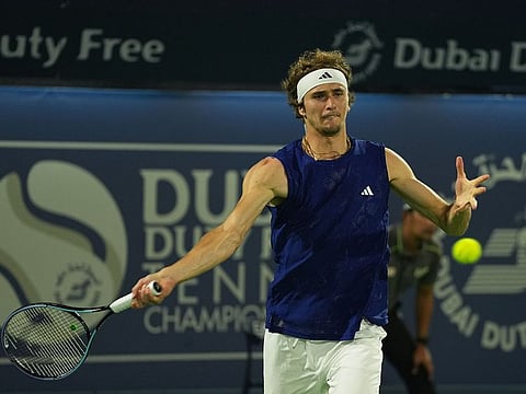 Alexander Zverev hits a forehand return during his win over Jiri Lehecka in a match that saw exciting rallies and volleys.