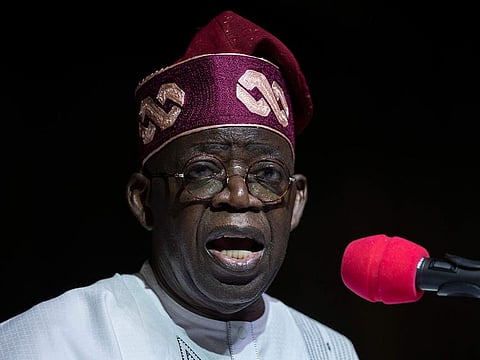 President-Elect Bola Tinubu addresses gathered supporters and the country after receiving his certificate at a ceremony in Abuja, Nigeria.