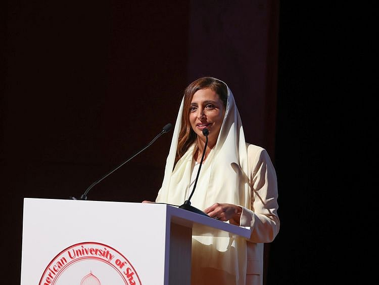 Sheikha Bodour Al Qasimi during her speech 1-1677753200861