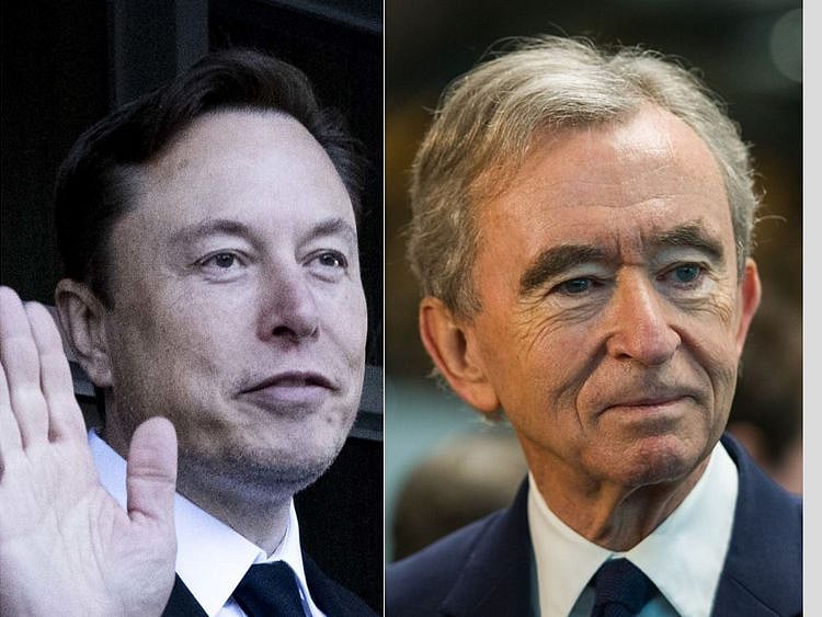 Elon Musk and Bernard Arnault (right)