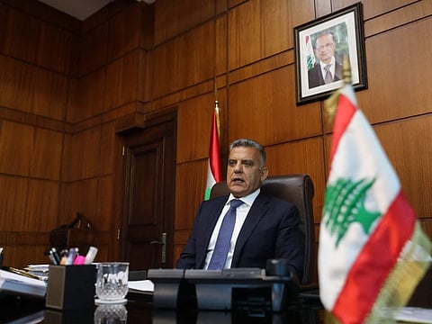 In this file photo taken on July 22, 2020, the influential head of Lebanon's General Security apparatus Abbas Ebrahim speaks during an interview at his office in Beirut.  