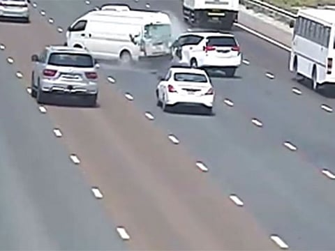 Screengrab of a video released by the Abu Dhabi Police highlighting the dangers of sudden stop by vehicles on the highways. 