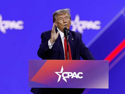 Former US President Donald Trump addresses the annual Conservative Political Action Conference (CPAC) at Gaylord National Resort & Convention Center on March 4, 2023 in National Harbor, Maryland. Conservatives gathered at the four-day annual conference to discuss the Republican agenda. 