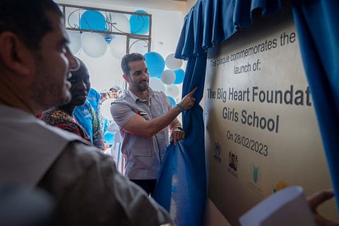 Sheikh Sultan bin Ahmed Al Qasimi during inauguration of The Big Heart Secondary School for Girls in Kenya.