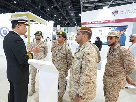 Emirati national service cadets, recruits and graduates during visit to the National Service Career Fair in Abu Dhabi